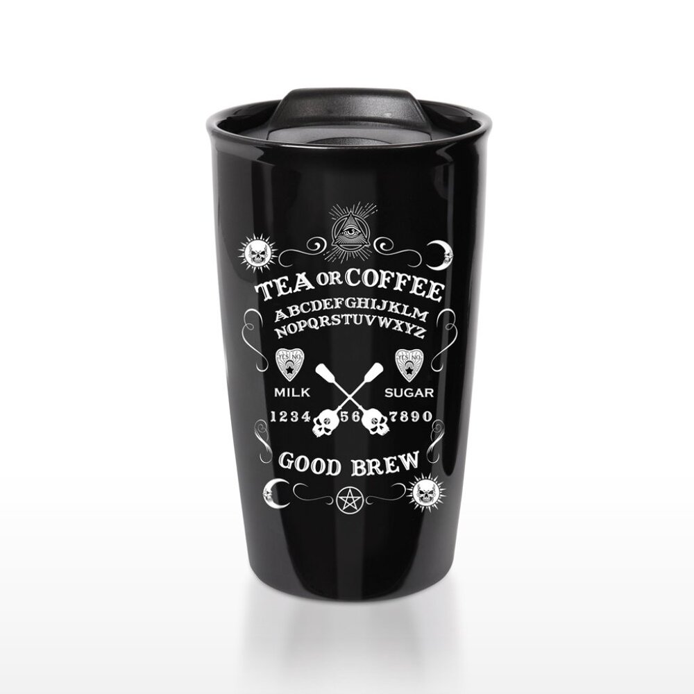Alchemy Gothic Ouija Good Brew Hot/Cold Travel Mug Ceramic Double Wall NIB